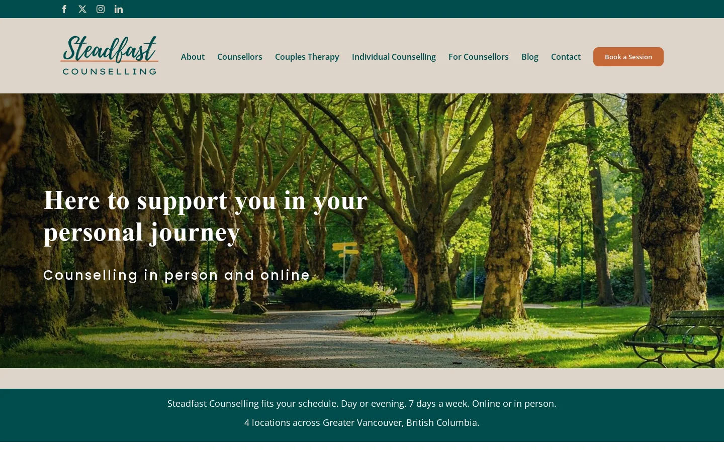 Steadfast Counselling Homepage screenshot