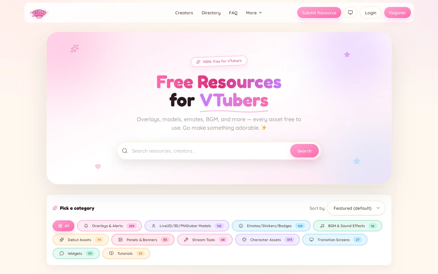 VTuber Nook Homepage screenshot