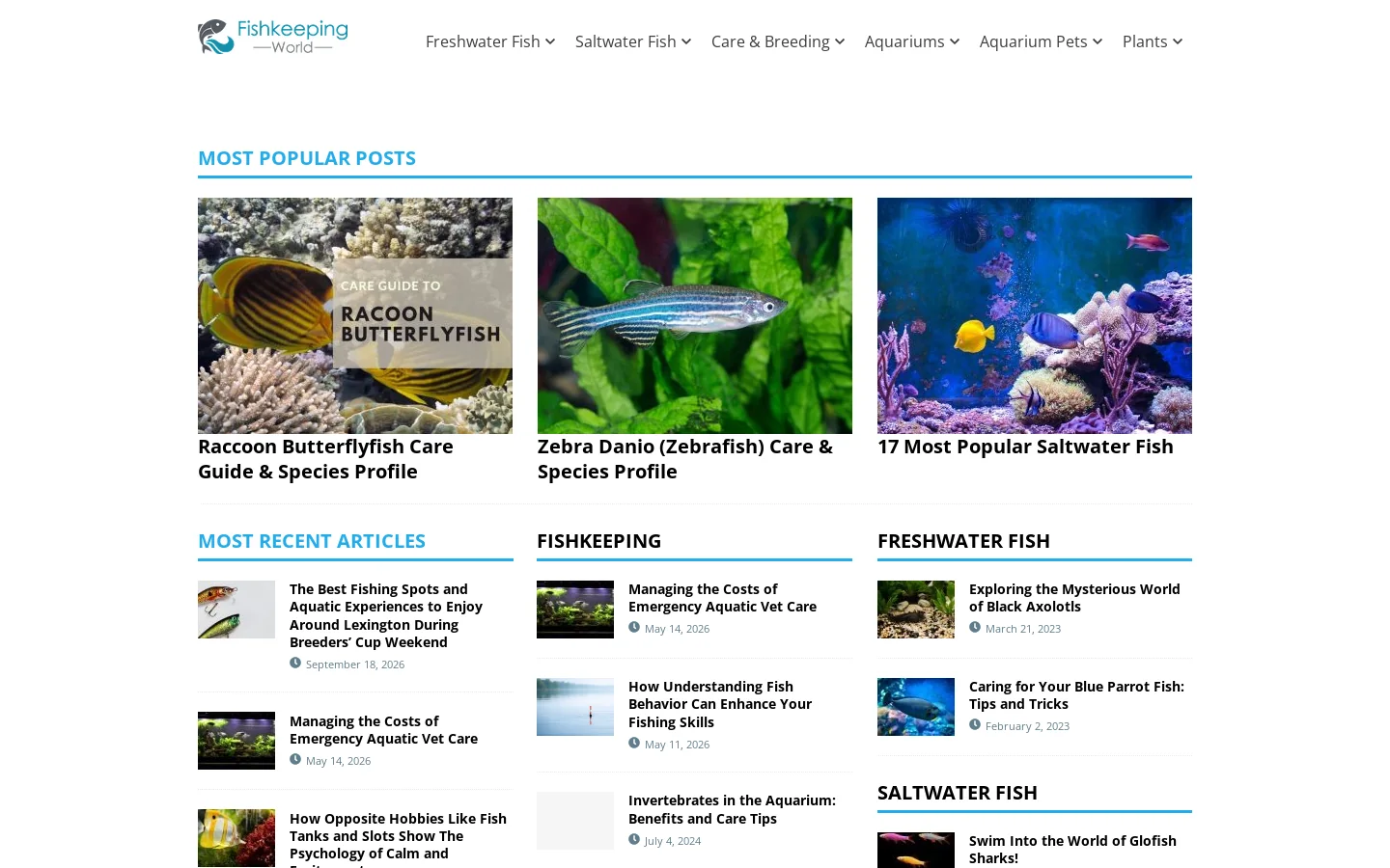 Fishkeeping World Homepage screenshot