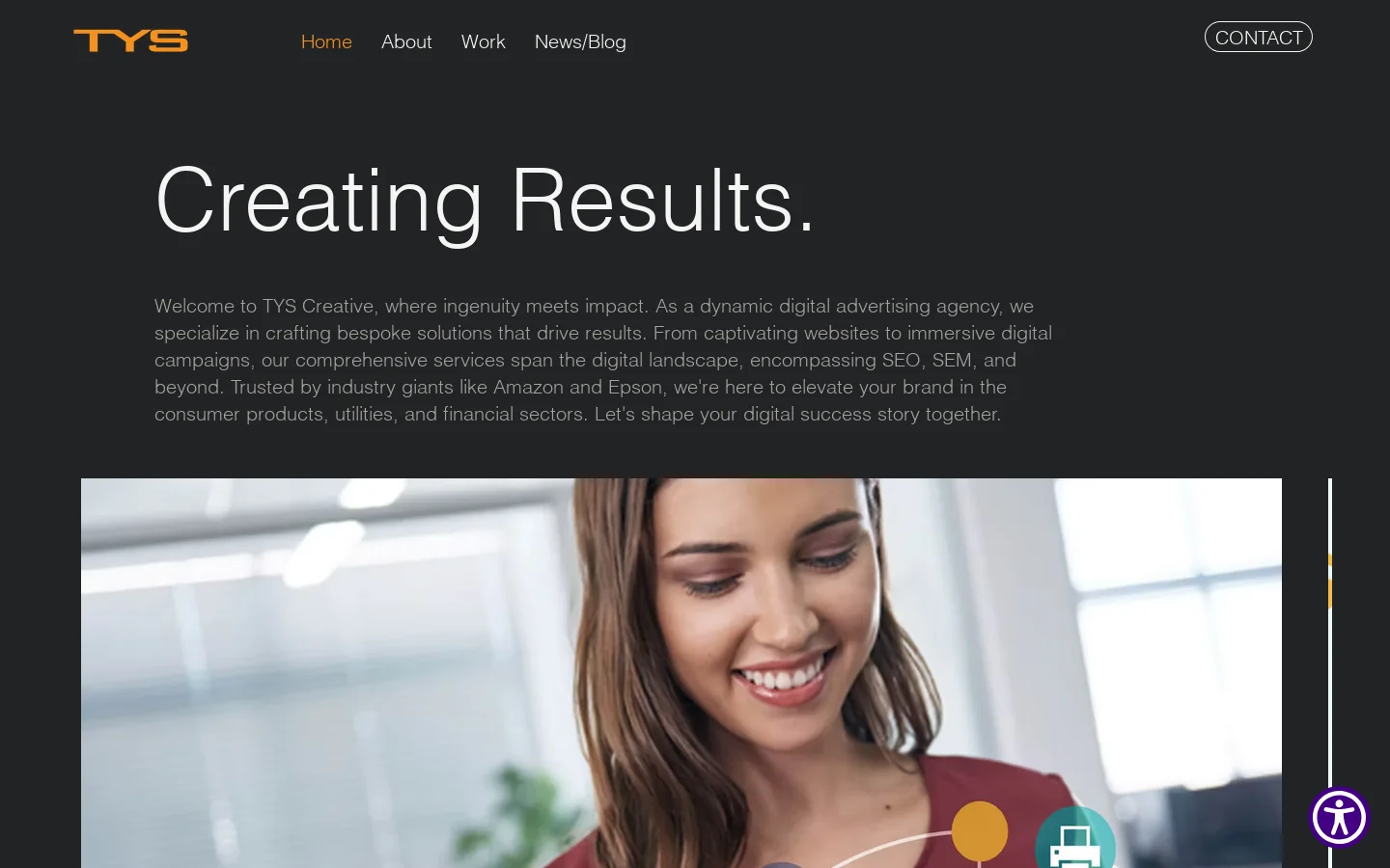 TYS Creative Homepage screenshot
