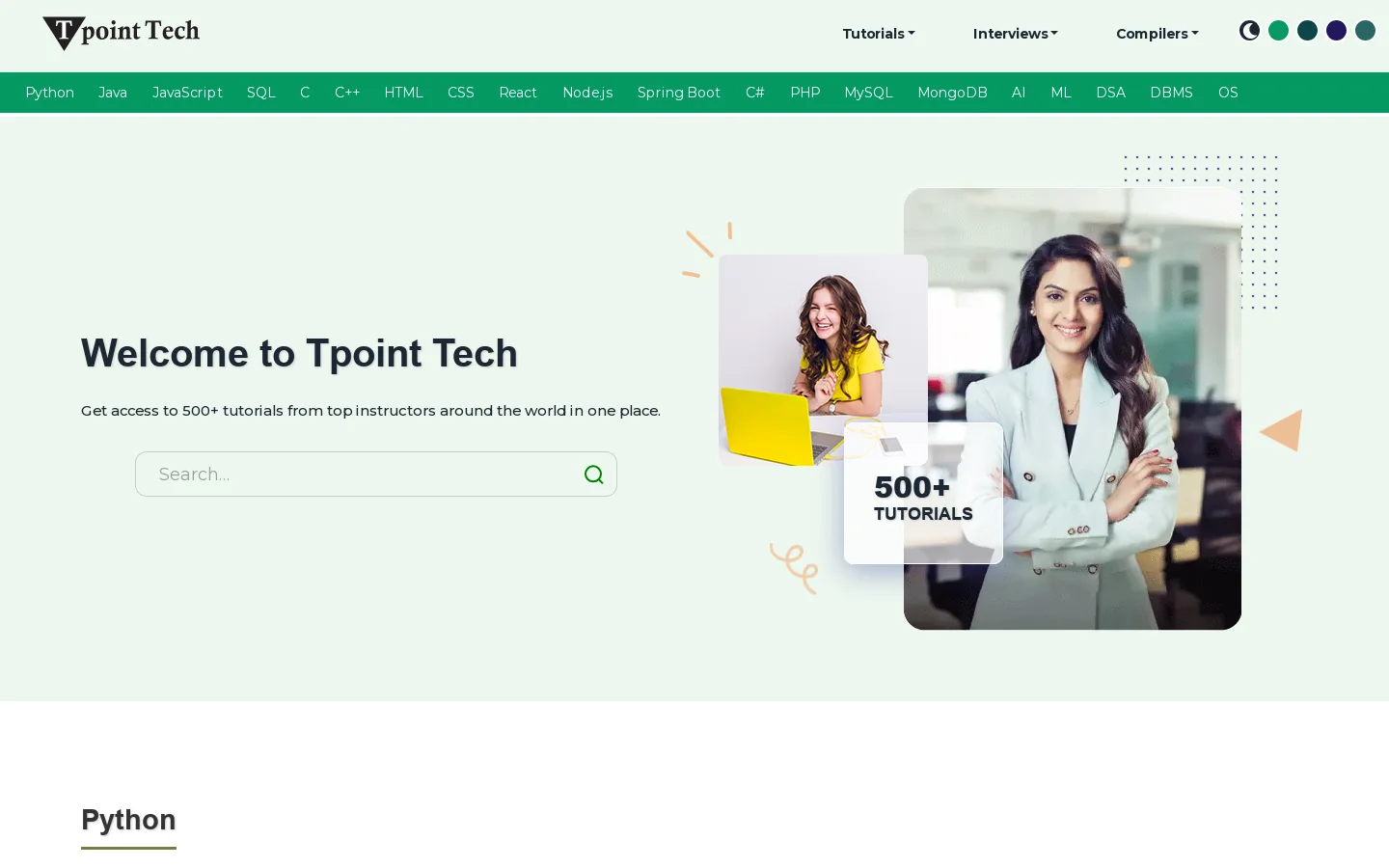 Tpoint Tech Homepage screenshot