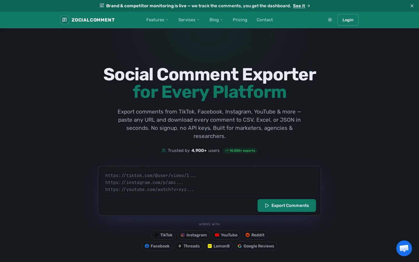 ZocialComment Homepage screenshot