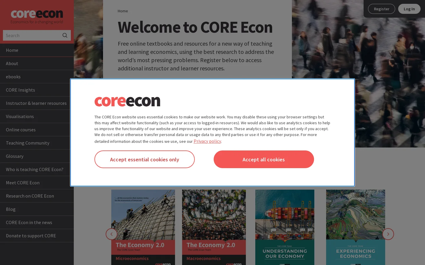 CORE Econ Homepage screenshot