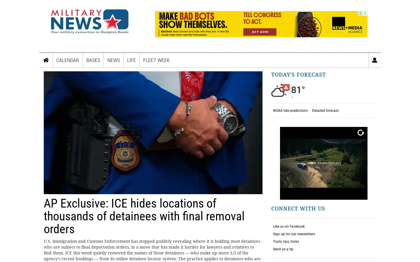 MilitaryNews.com Homepage screenshot
