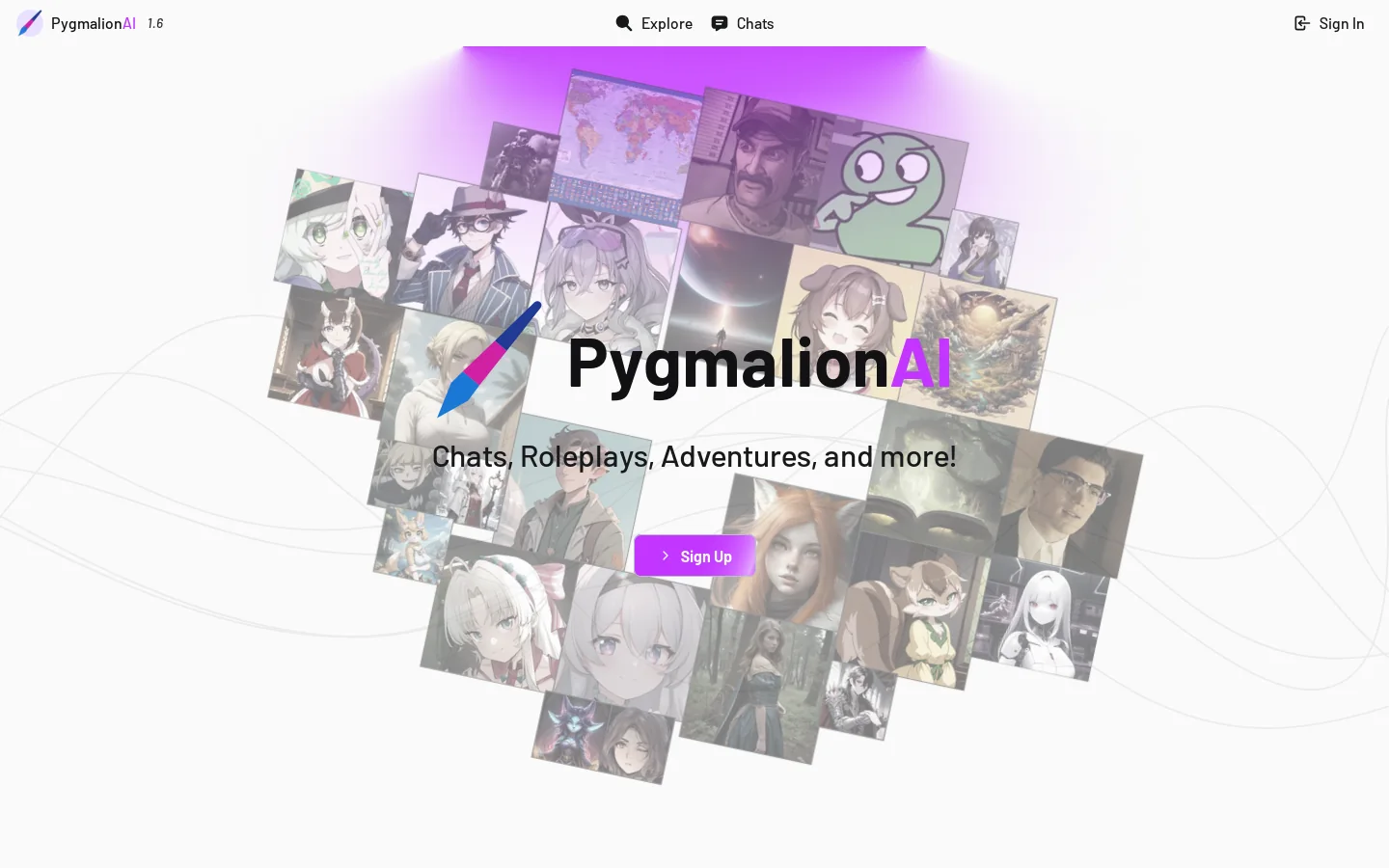 PygmalionAI Homepage screenshot