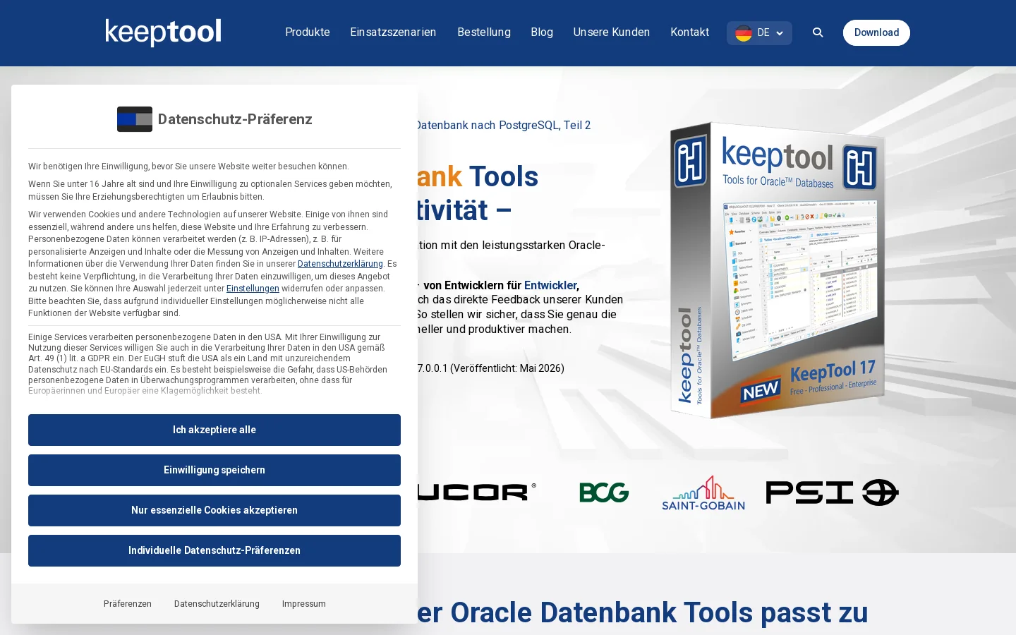 KeepTool for Developers & DBAs Homepage screenshot