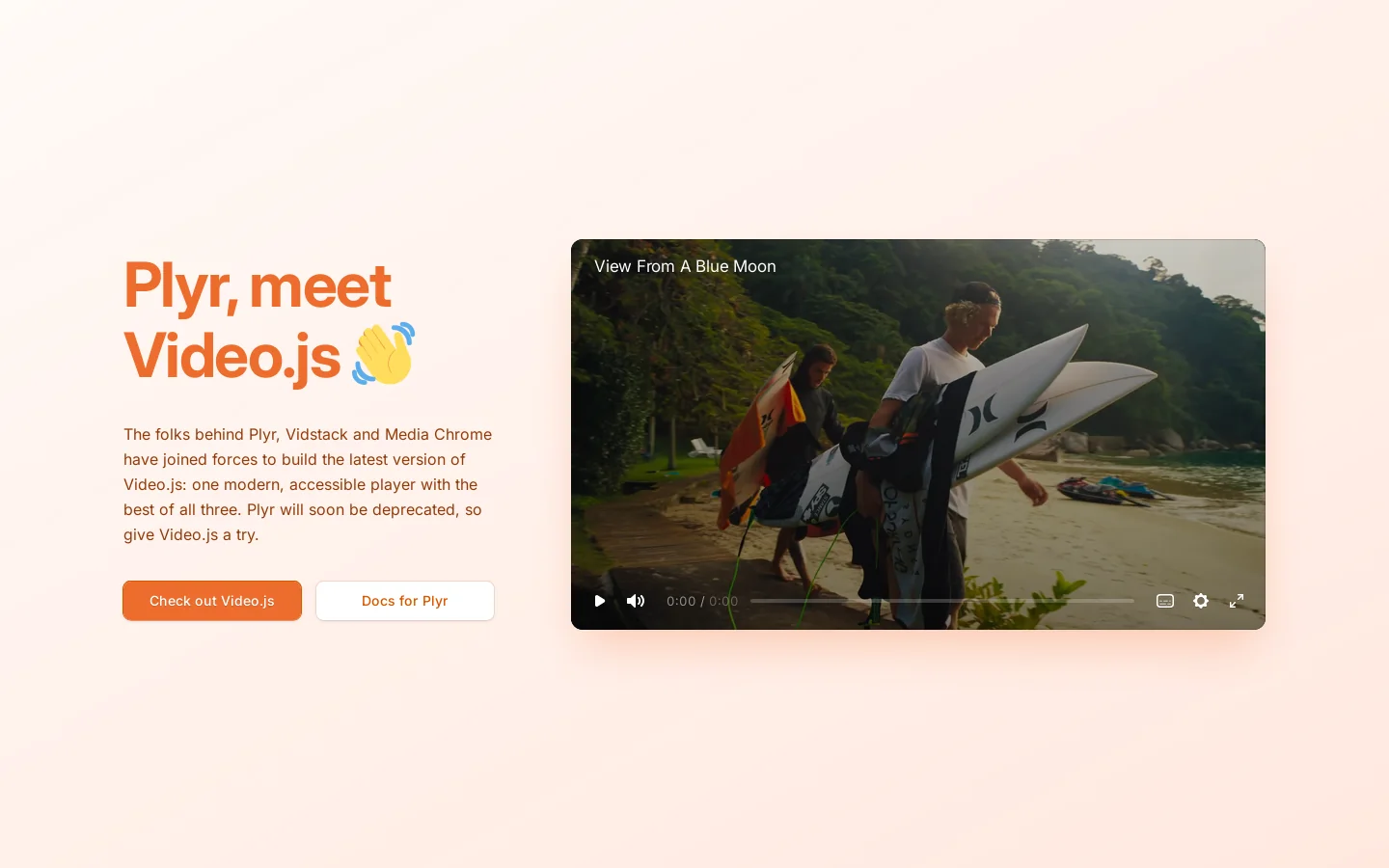 Plyr, meet Video.js Homepage screenshot