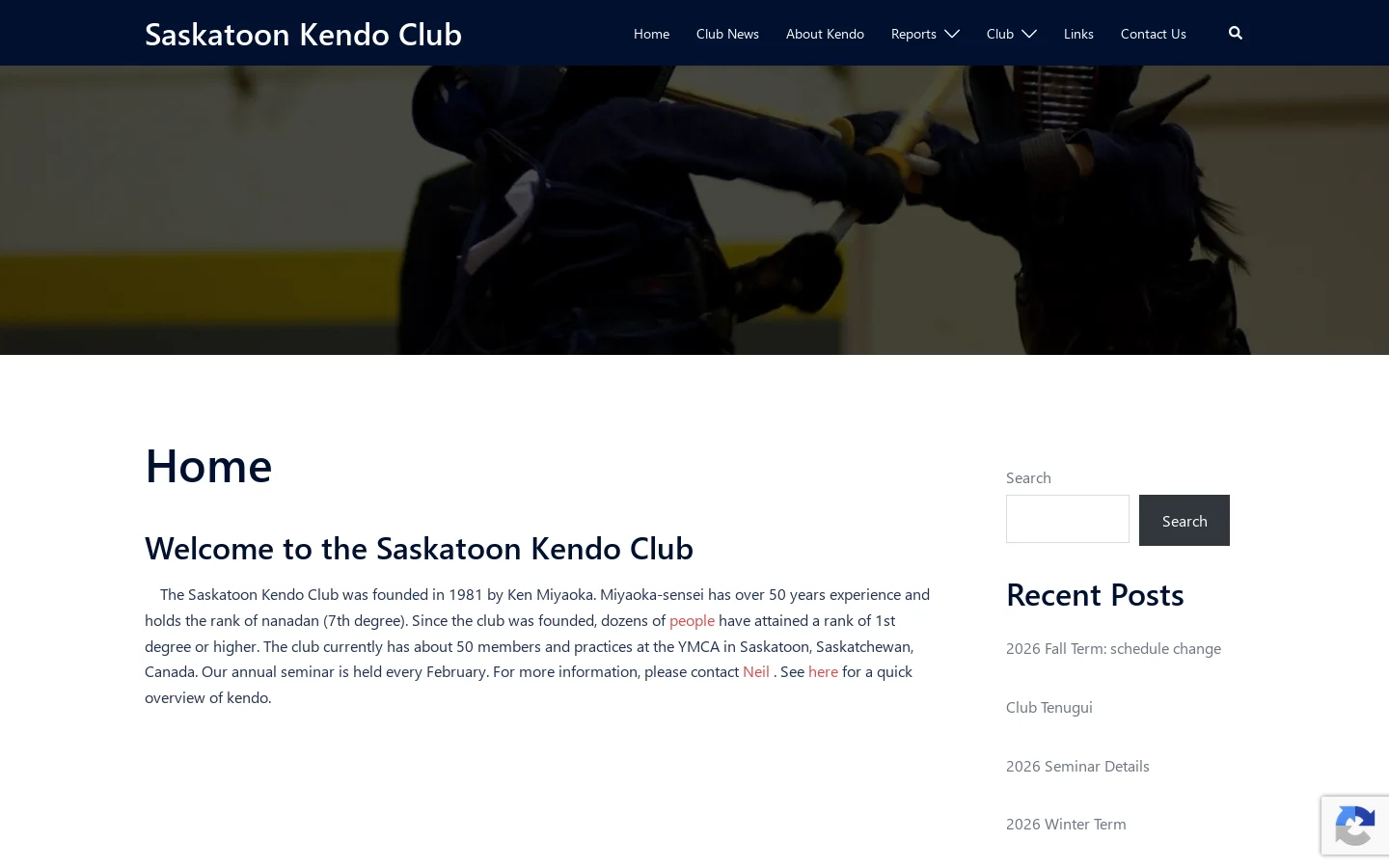 Saskatoon Kendo Club Homepage screenshot