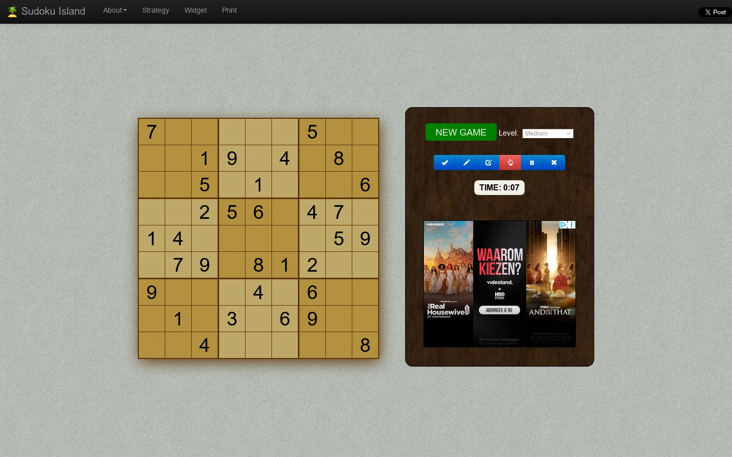 Sudoku Island Homepage screenshot
