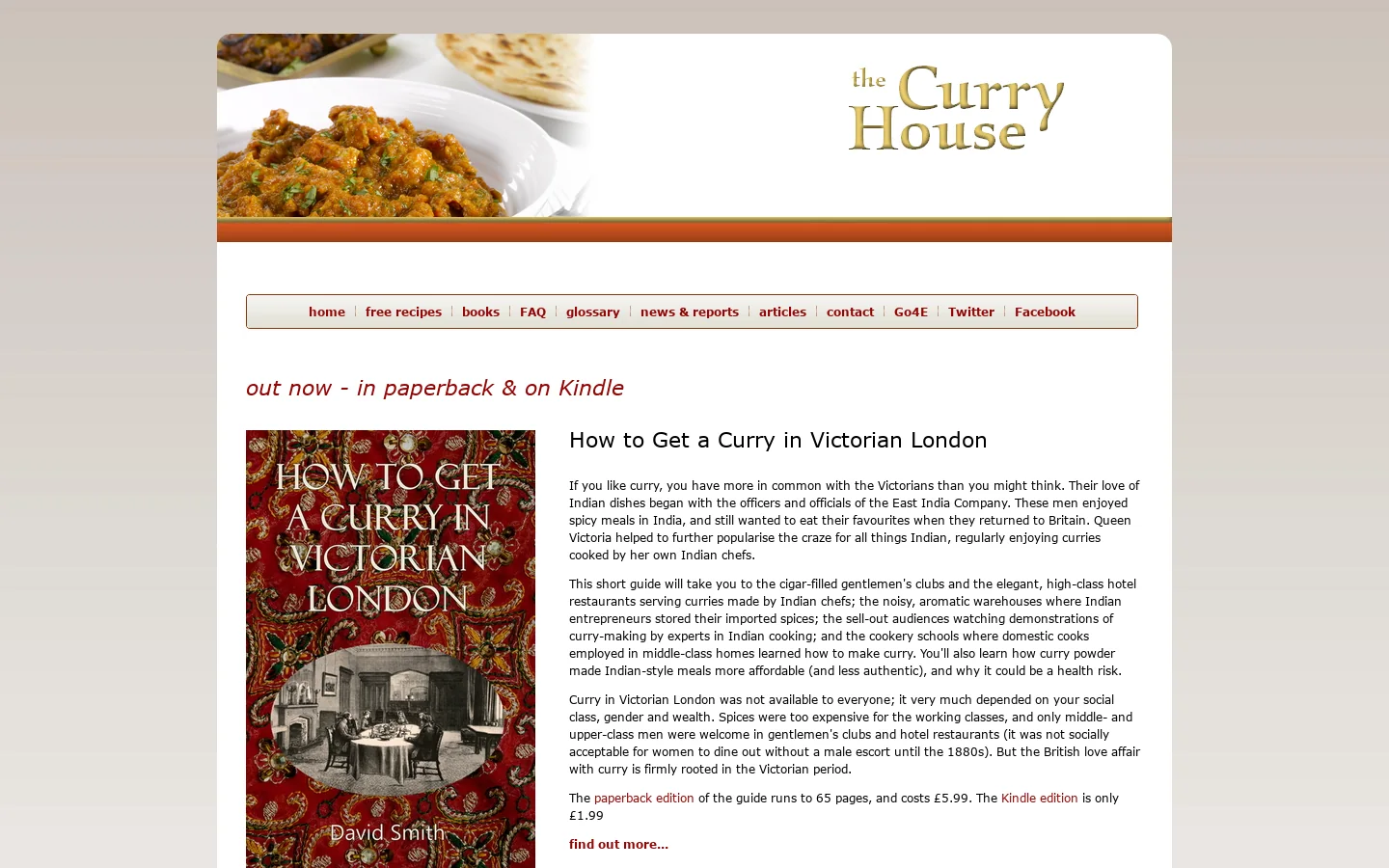 The Curry House Homepage screenshot