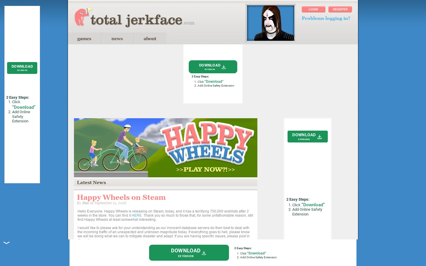 Totaljerkface.com Homepage screenshot
