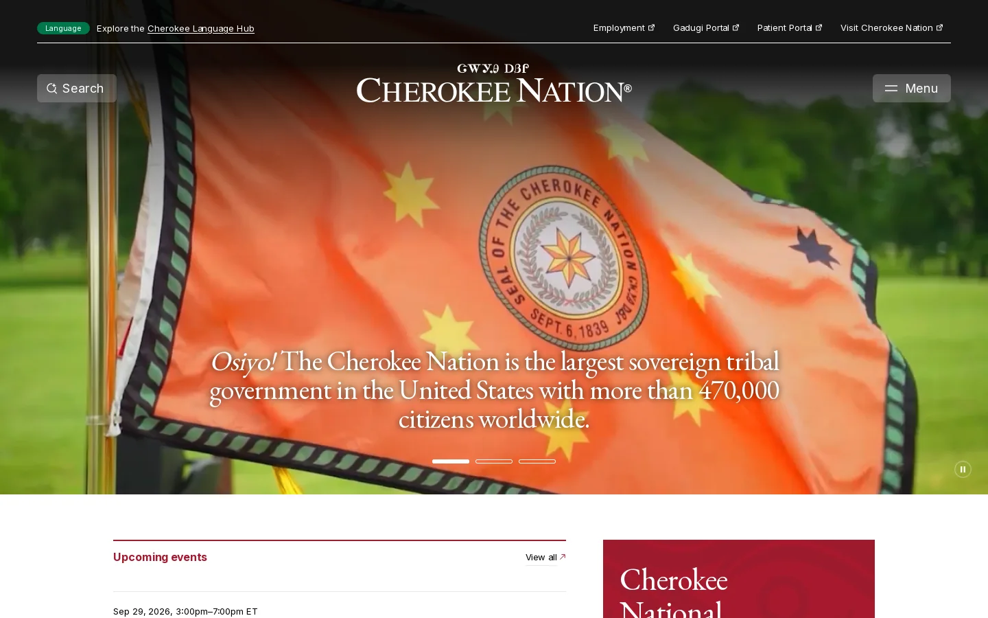 cherokee.gov Homepage screenshot