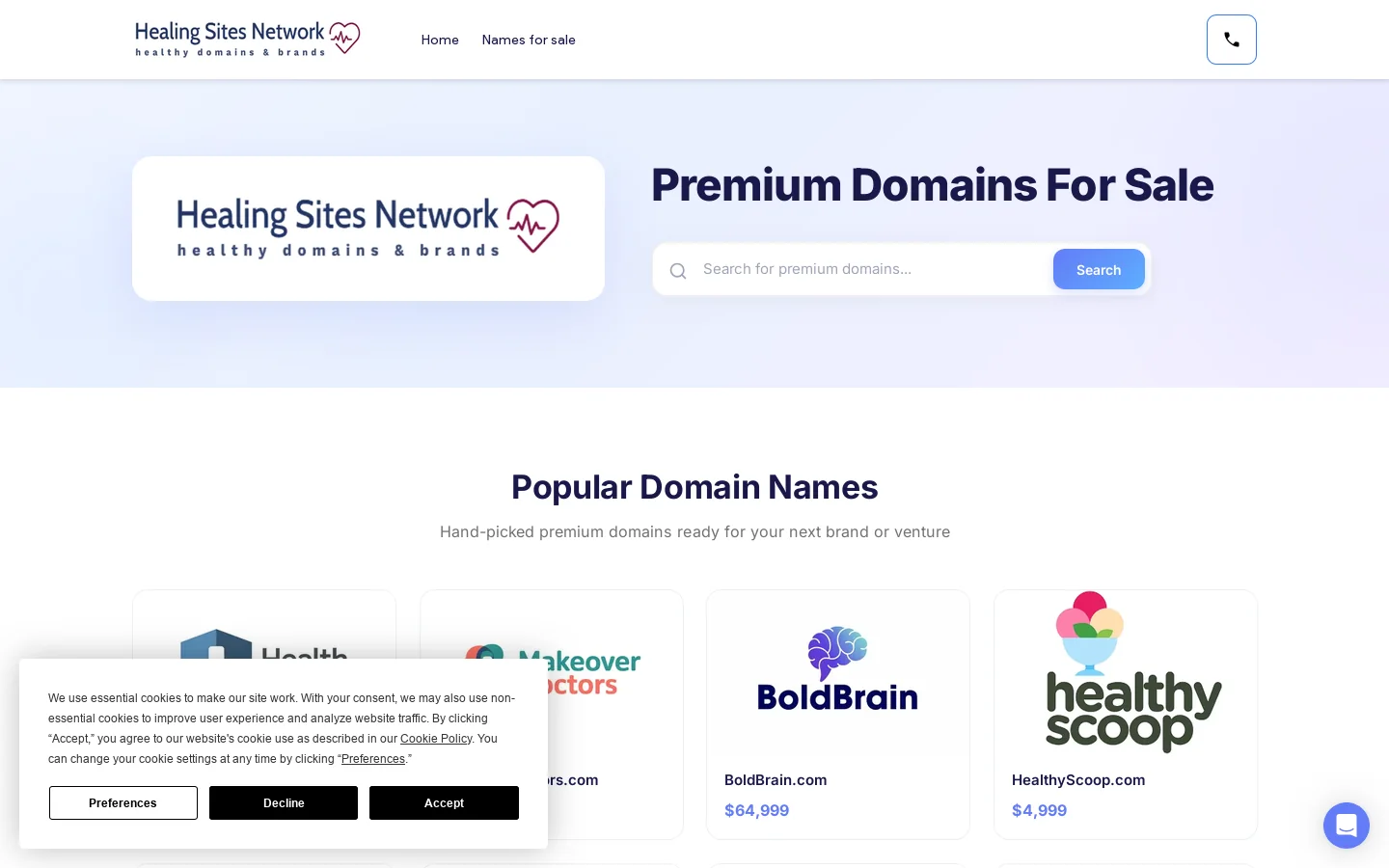 healingsites.com Homepage screenshot