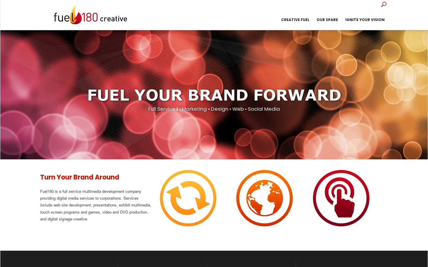Fuel180 Creative > Home Homepage screenshot