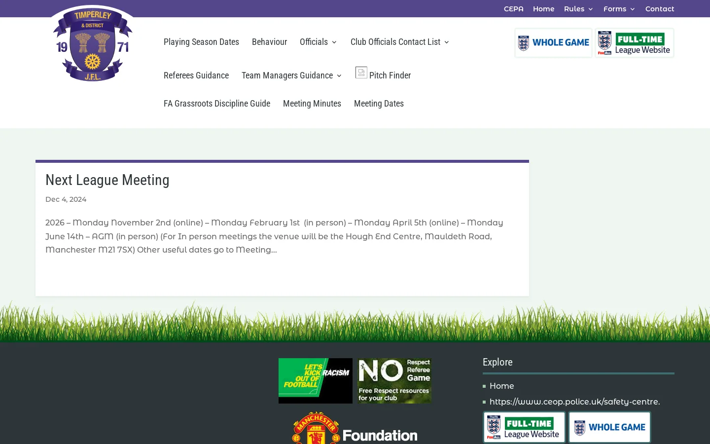 Timperley Junior Football Homepage screenshot
