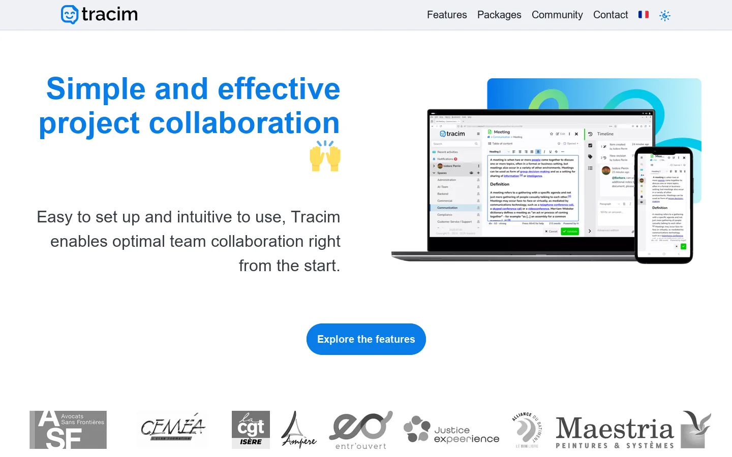 Tracim: Project Management software, Online Collaboration Tool Homepage screenshot