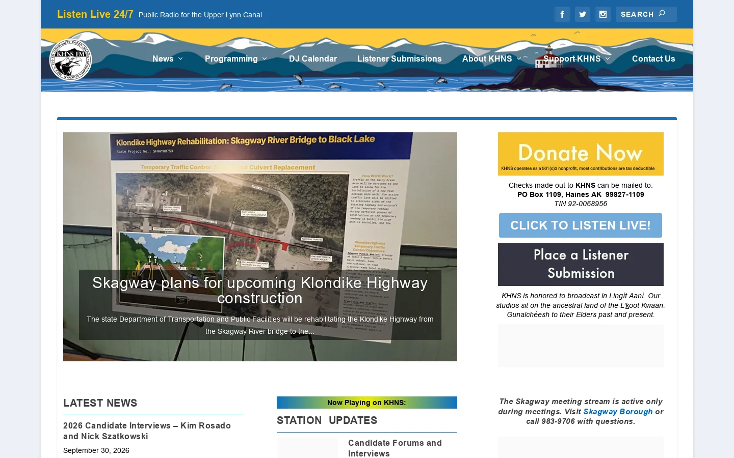 KHNS FM Homepage screenshot