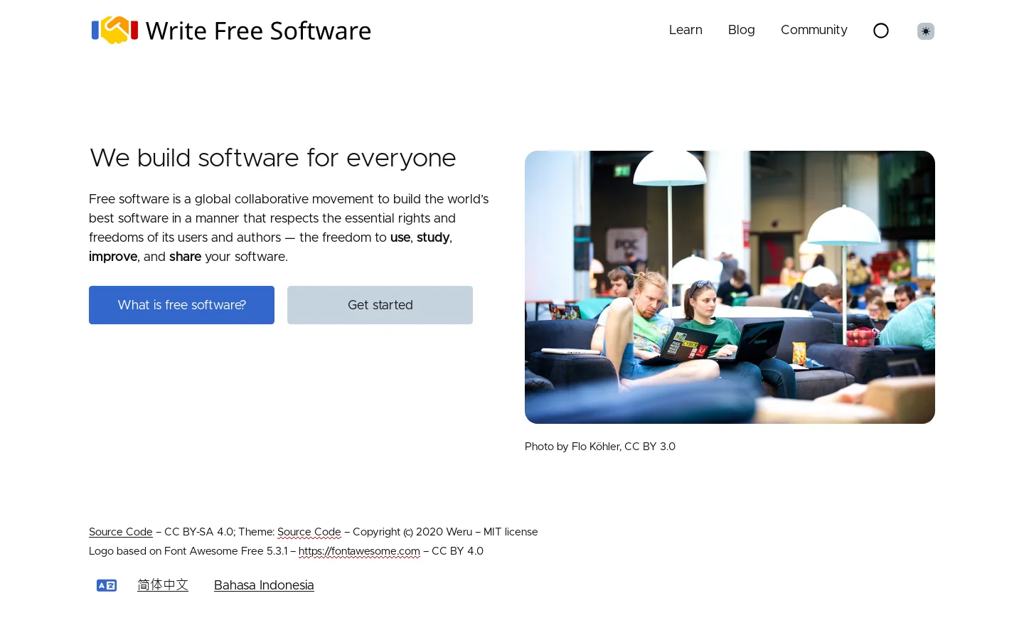 Write Free Software Homepage screenshot