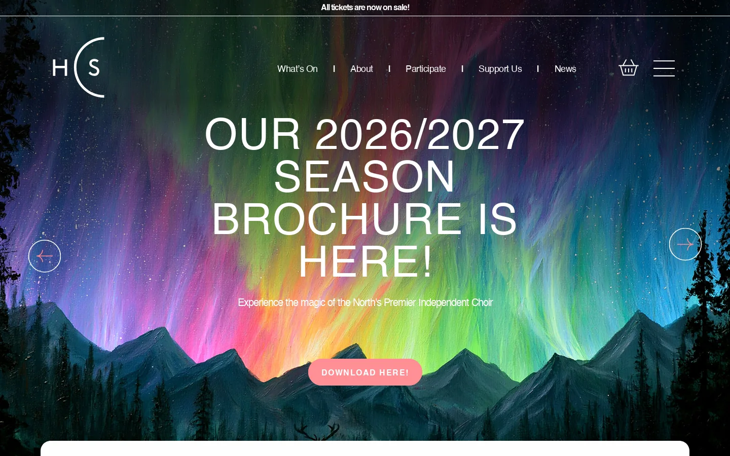 Huddersfield Choral Society Homepage screenshot