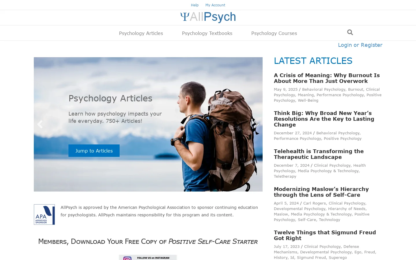 AllPsych Homepage screenshot