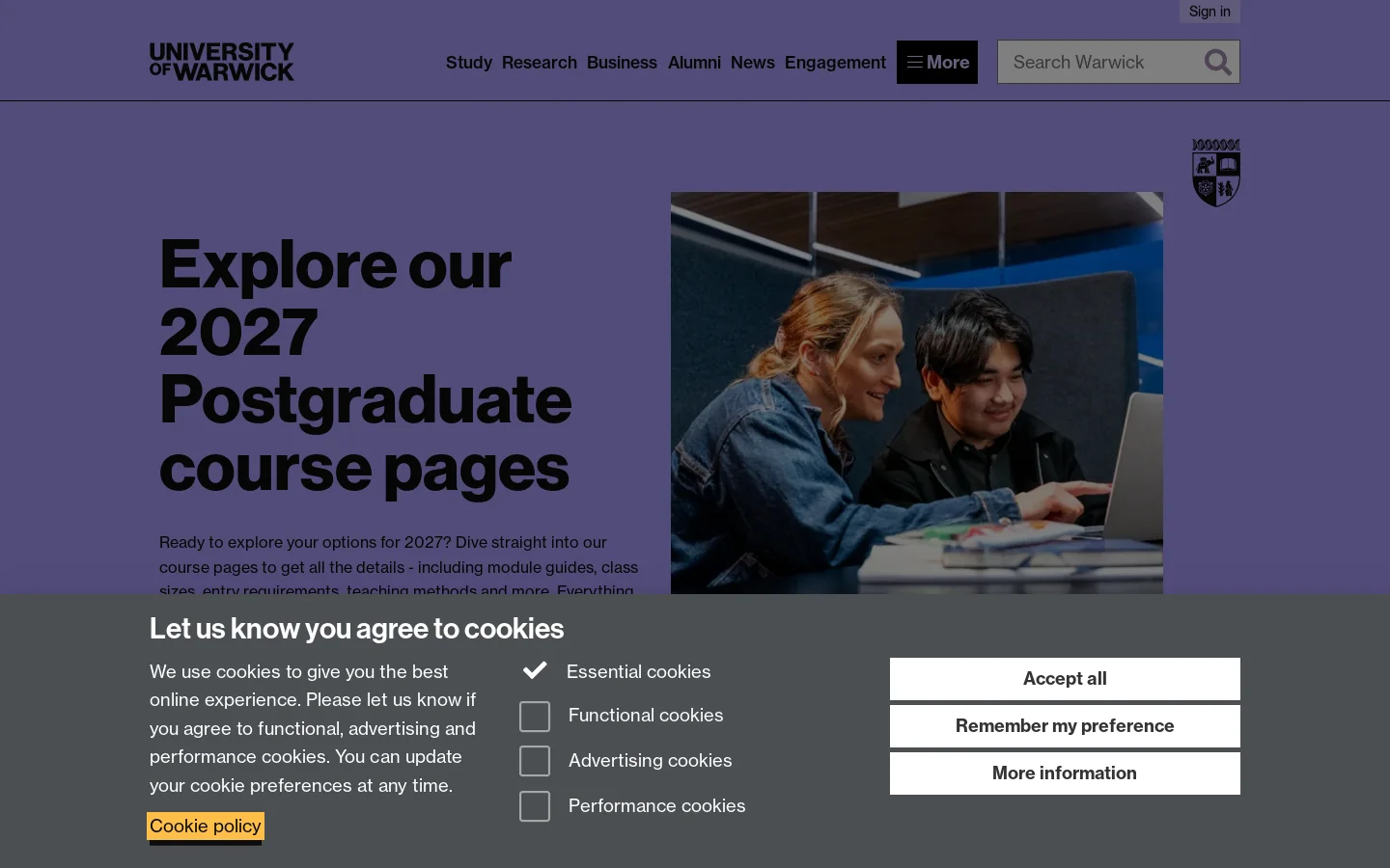 University of Warwick - Study at a top 10 UK University Homepage screenshot
