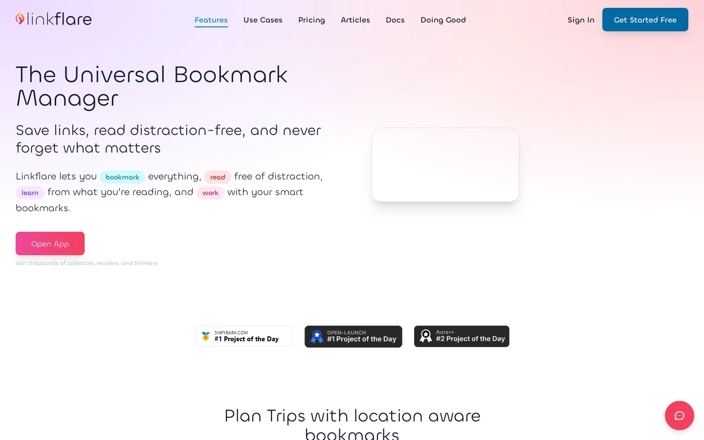 Linkflare Homepage screenshot
