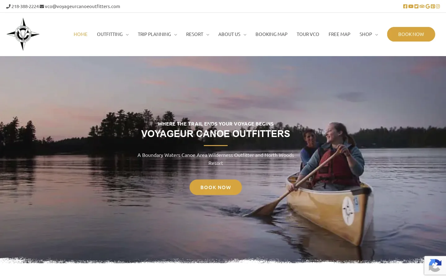 BWCA canoe trip outfitter Voyageur Canoe Outfitters on the Gunflint Trail Homepage screenshot
