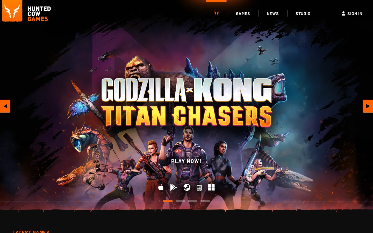 Hunted Cow Games Homepage screenshot