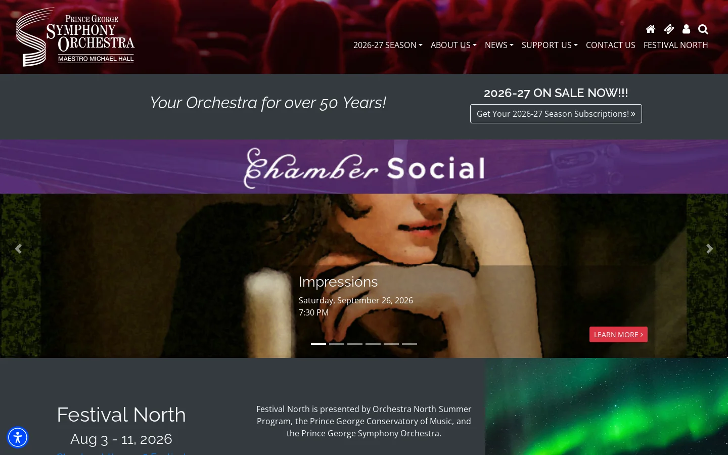 Prince George Symphony Orchestra | Home Homepage screenshot