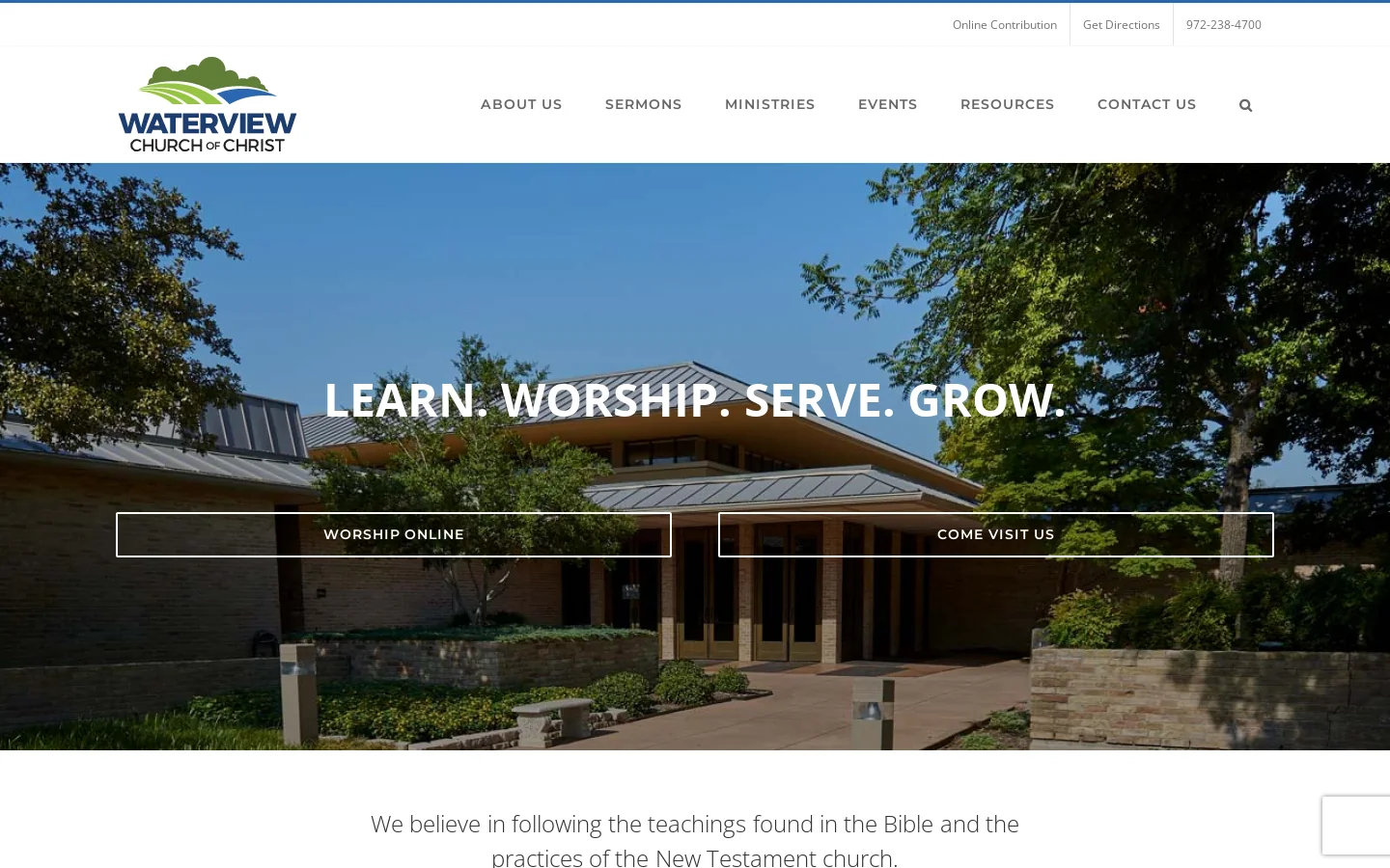 Waterview Church of Christ Homepage screenshot