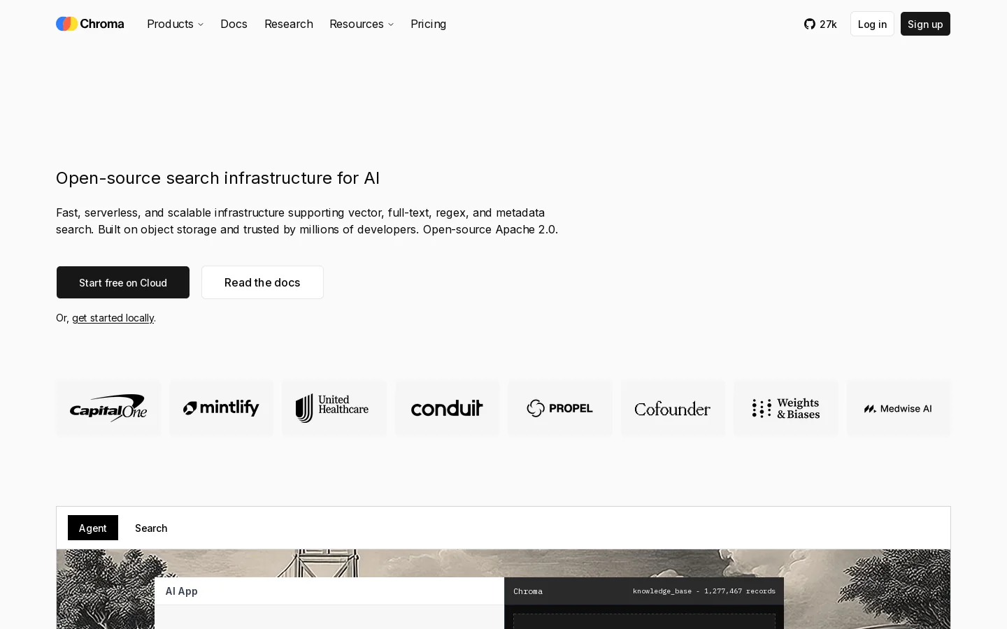 Chroma - open-source search infrastructure for AI Homepage screenshot