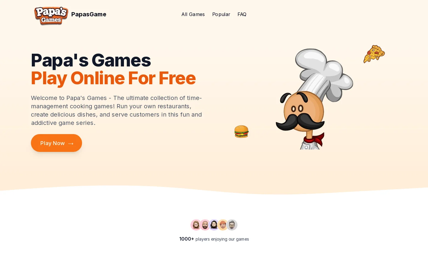Play Papa's Games Online for Free - Papa's Freezeria and More Homepage screenshot