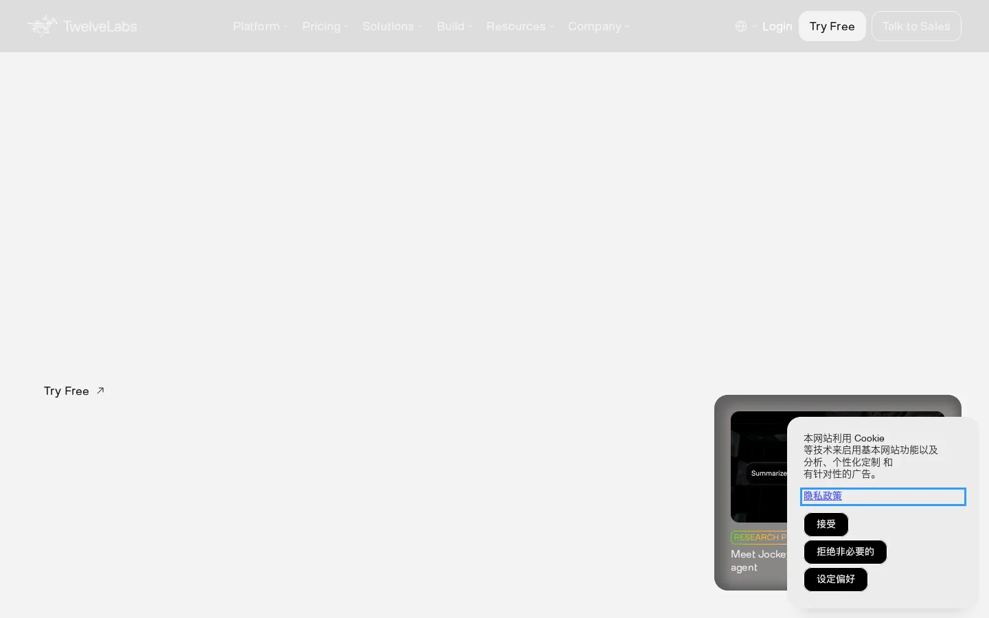 TwelveLabs Homepage screenshot