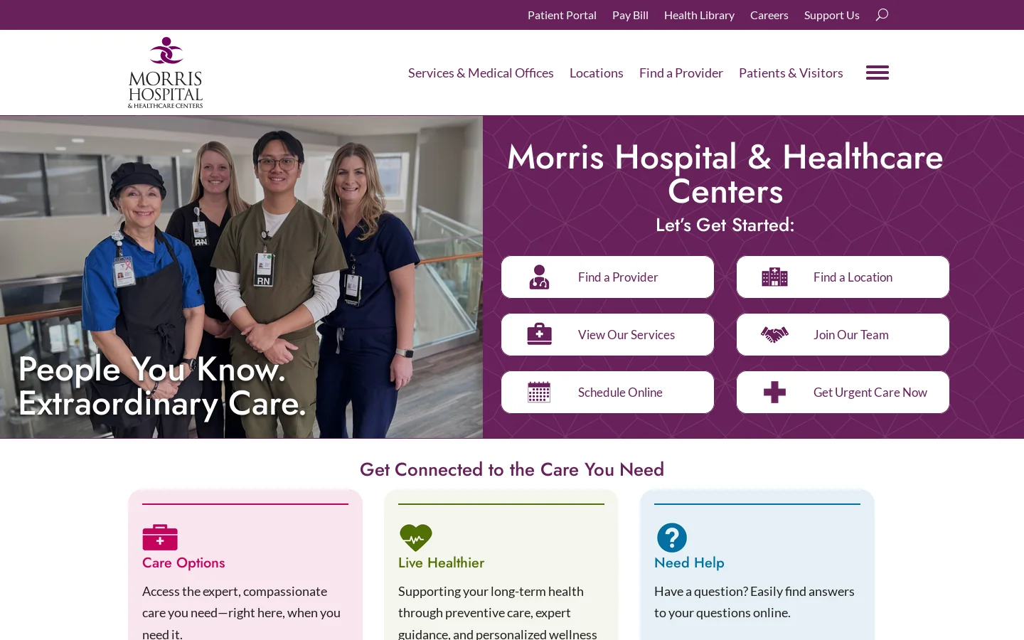 Morris Hospital Homepage screenshot