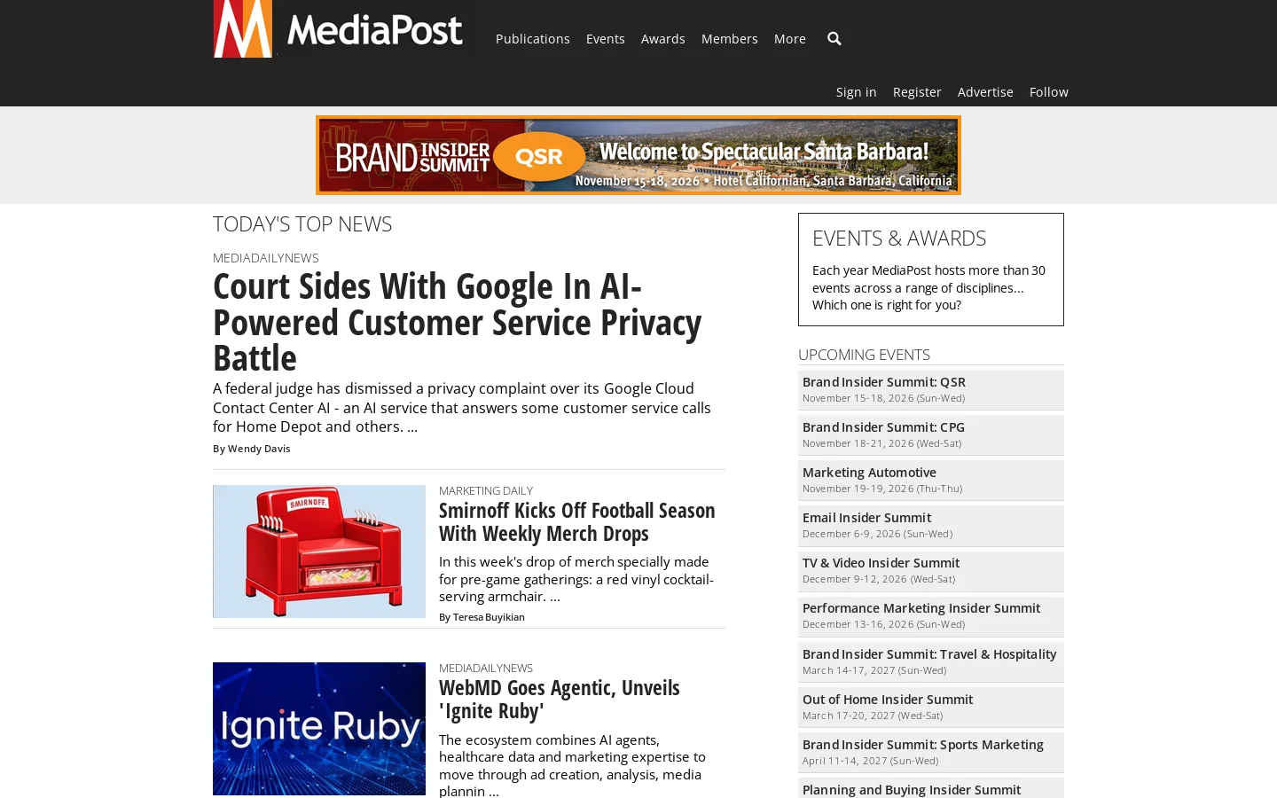 MediaPost Homepage screenshot