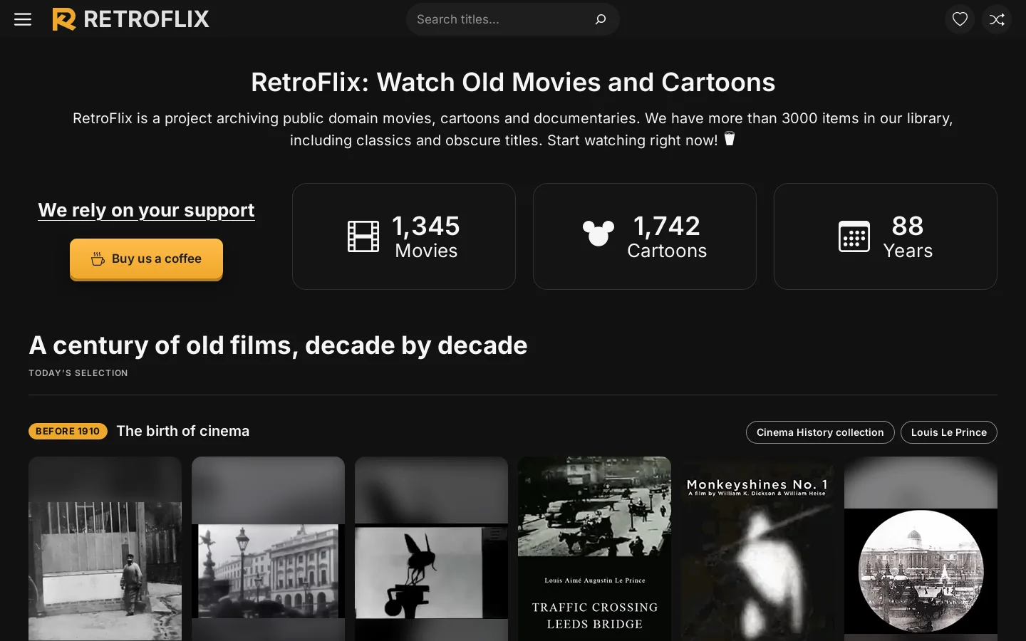 RetroFlix Homepage screenshot