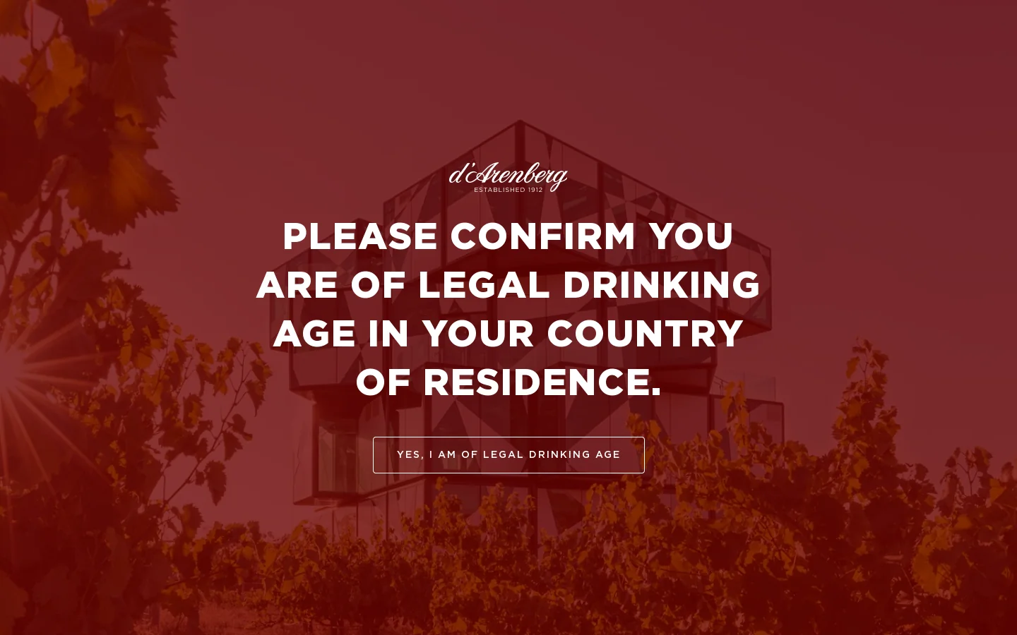 d’Arenberg Homepage screenshot