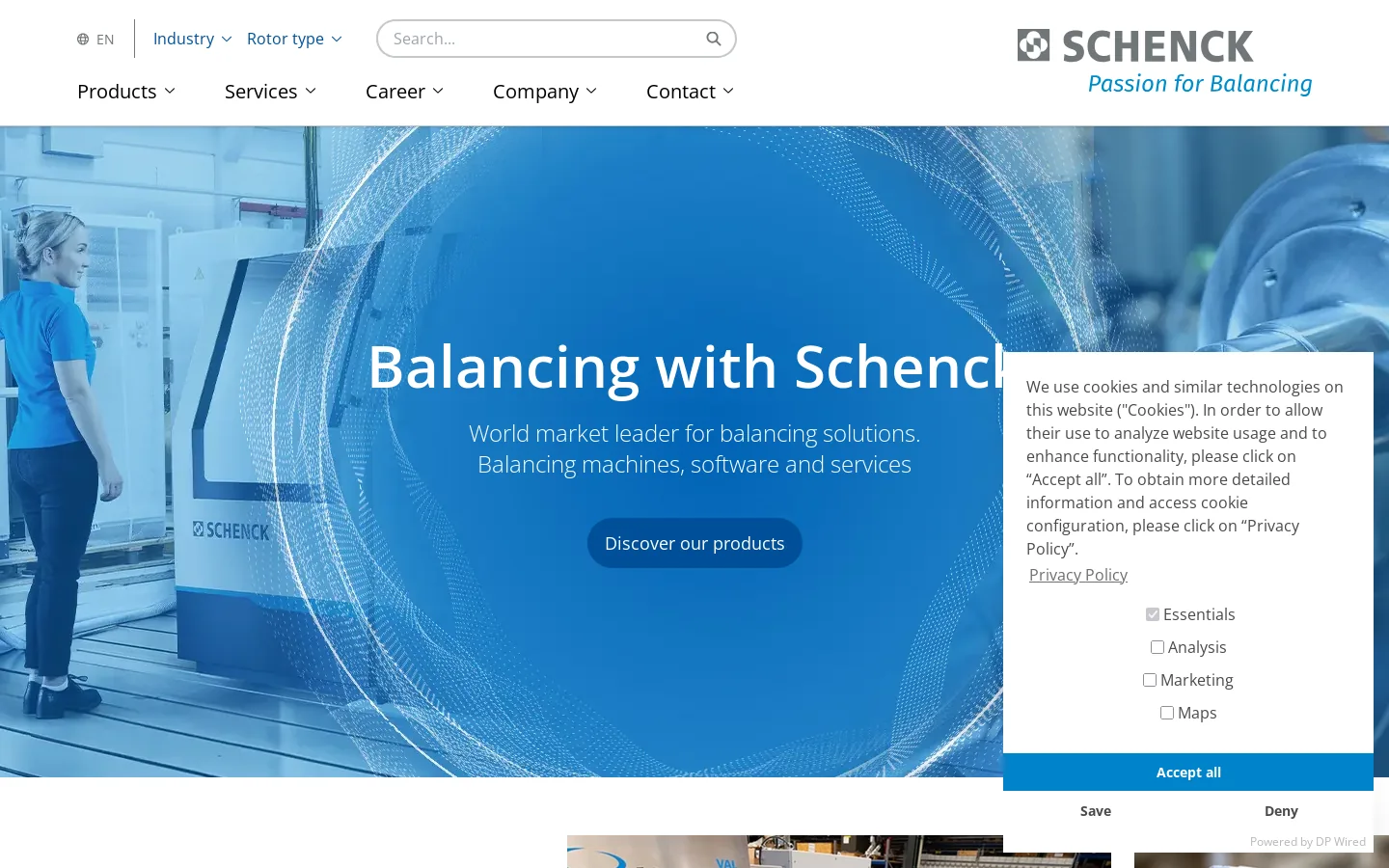 World market leader in balancing solutions | Schenck Homepage screenshot