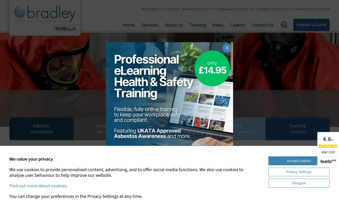 Asbestos, Legionella and H&S Consultants, Training Courses Homepage screenshot