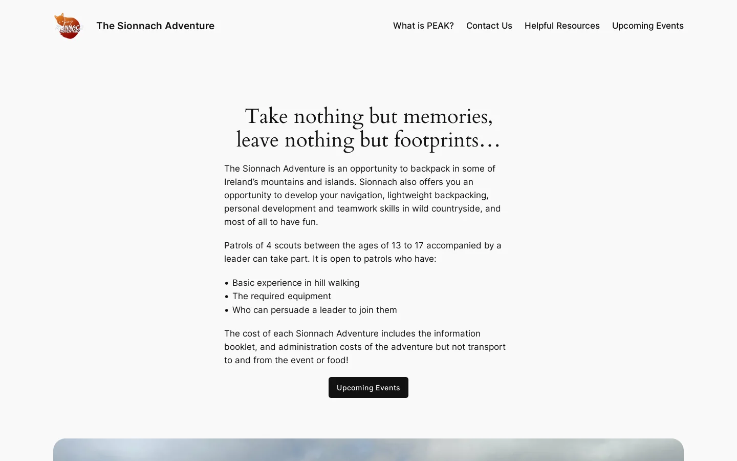 The Sionnach Adventure – Take nothing but photos, leave nothing but footprints! Homepage screenshot