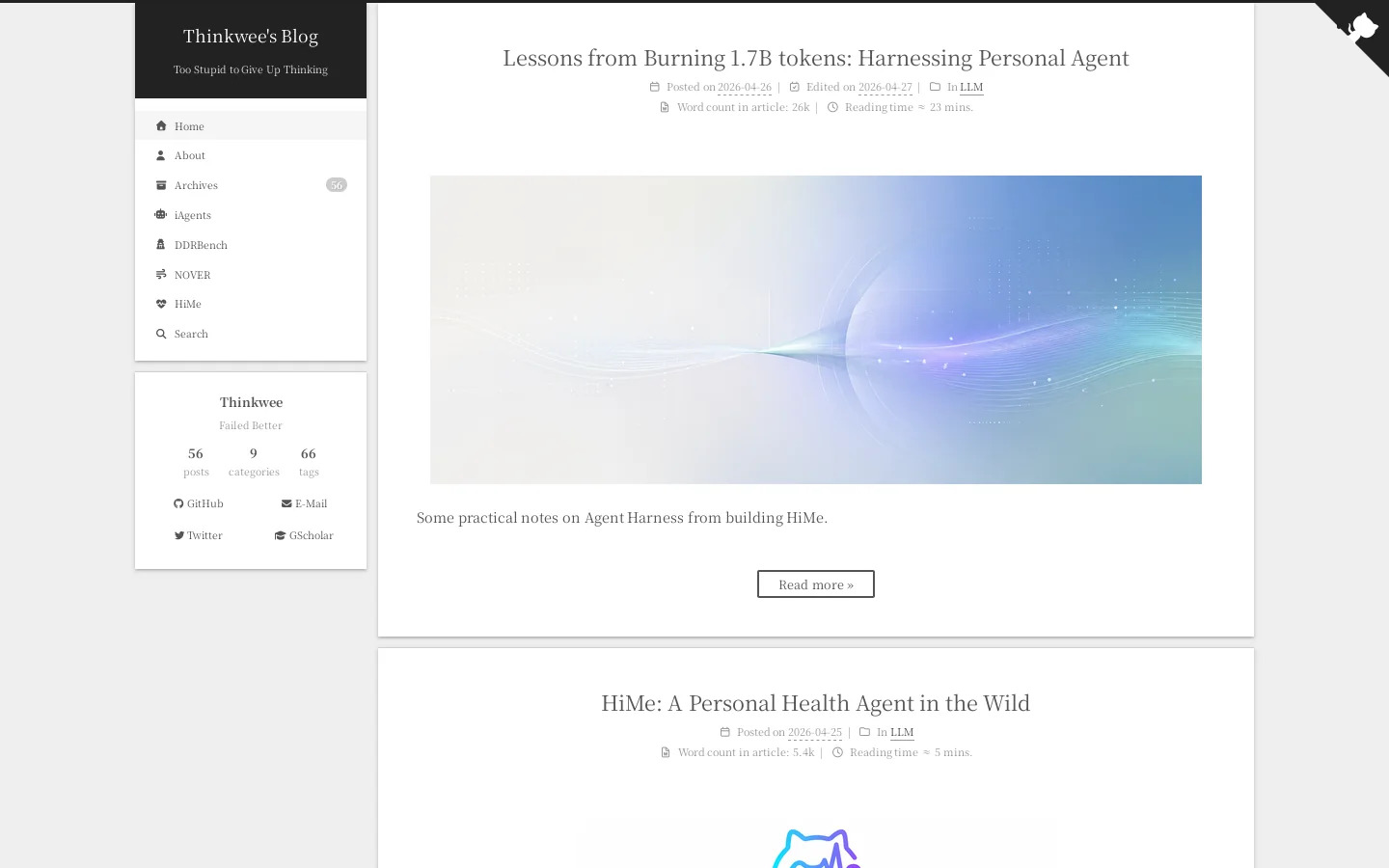 Thinkwee's Blog Homepage screenshot