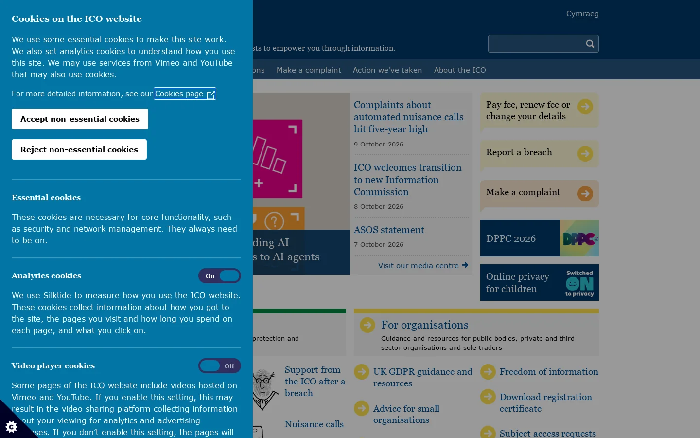 Information Commission's Office Homepage screenshot