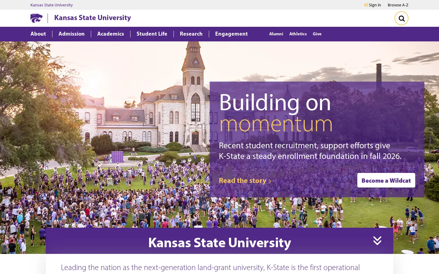 K-State Homepage screenshot