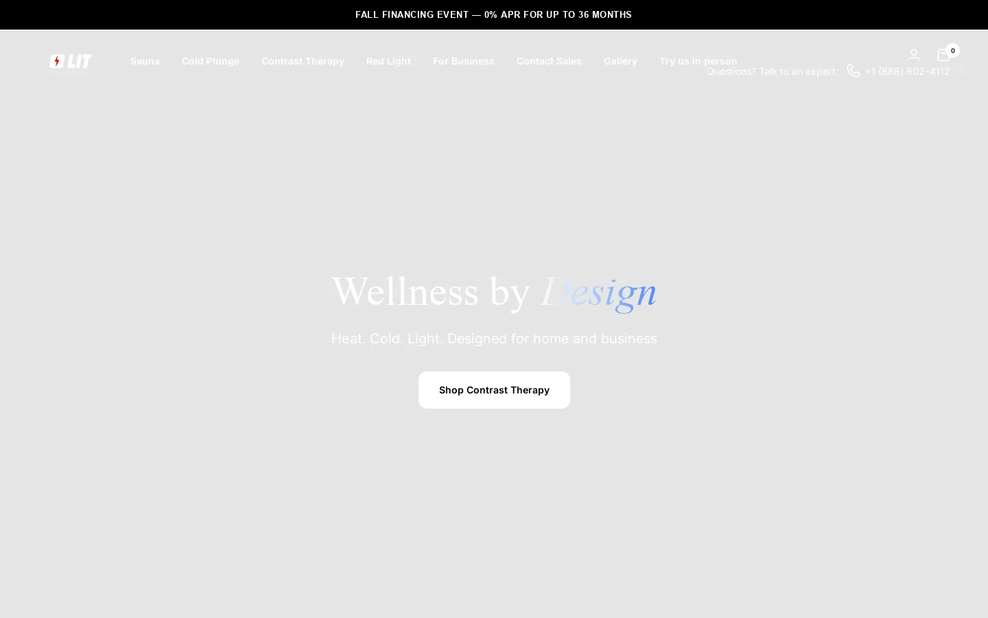 LIT | Cold Plunges, Saunas, & Training Equipment for Home & Commercial Homepage screenshot