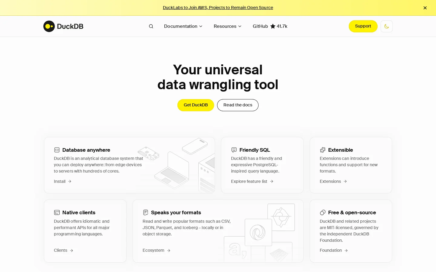 DuckDB Homepage screenshot