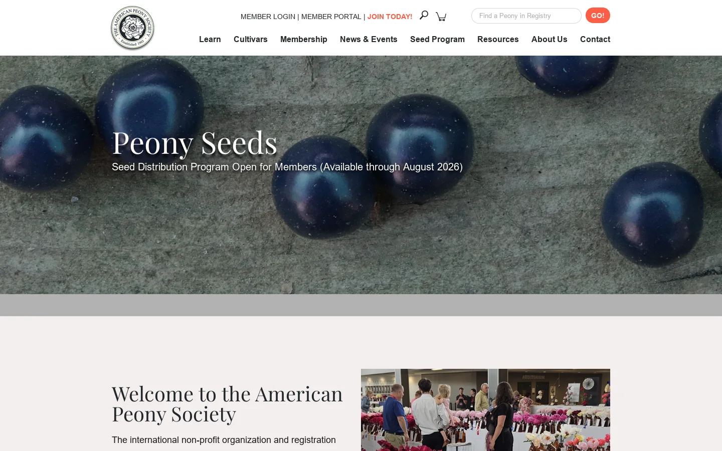 The American Peony Society-A World of Peonies Homepage screenshot
