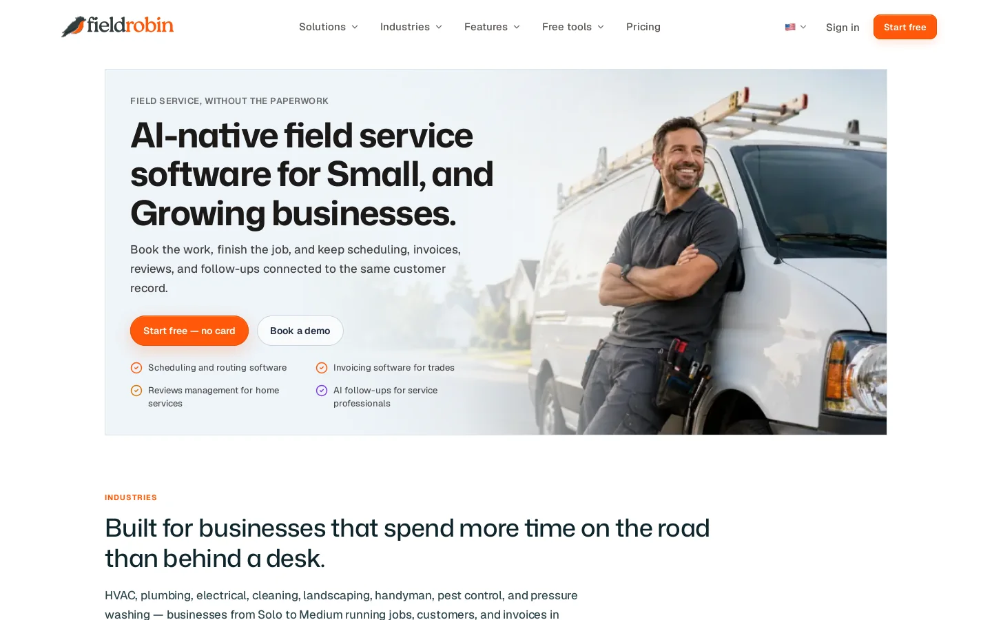 FieldRobin Homepage screenshot