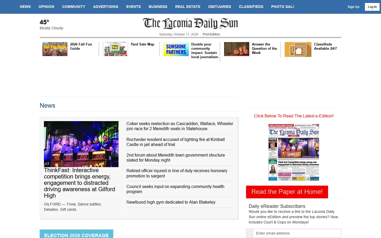 laconiadailysun.com Homepage screenshot