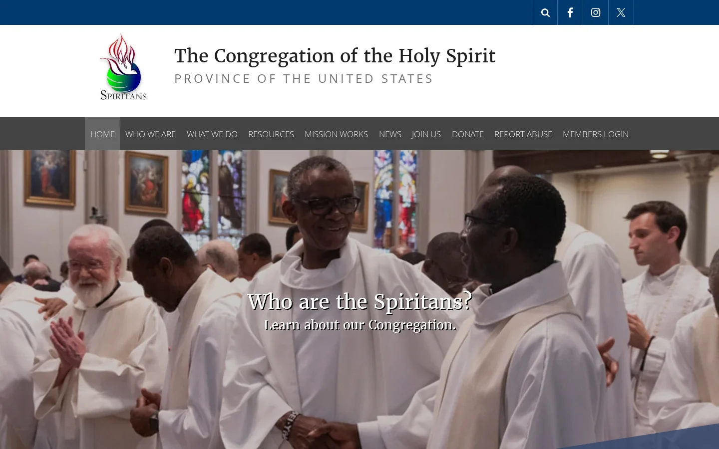 The Congregation of the Holy Spirit Province of the United States - Pittsburgh, PA Homepage screenshot