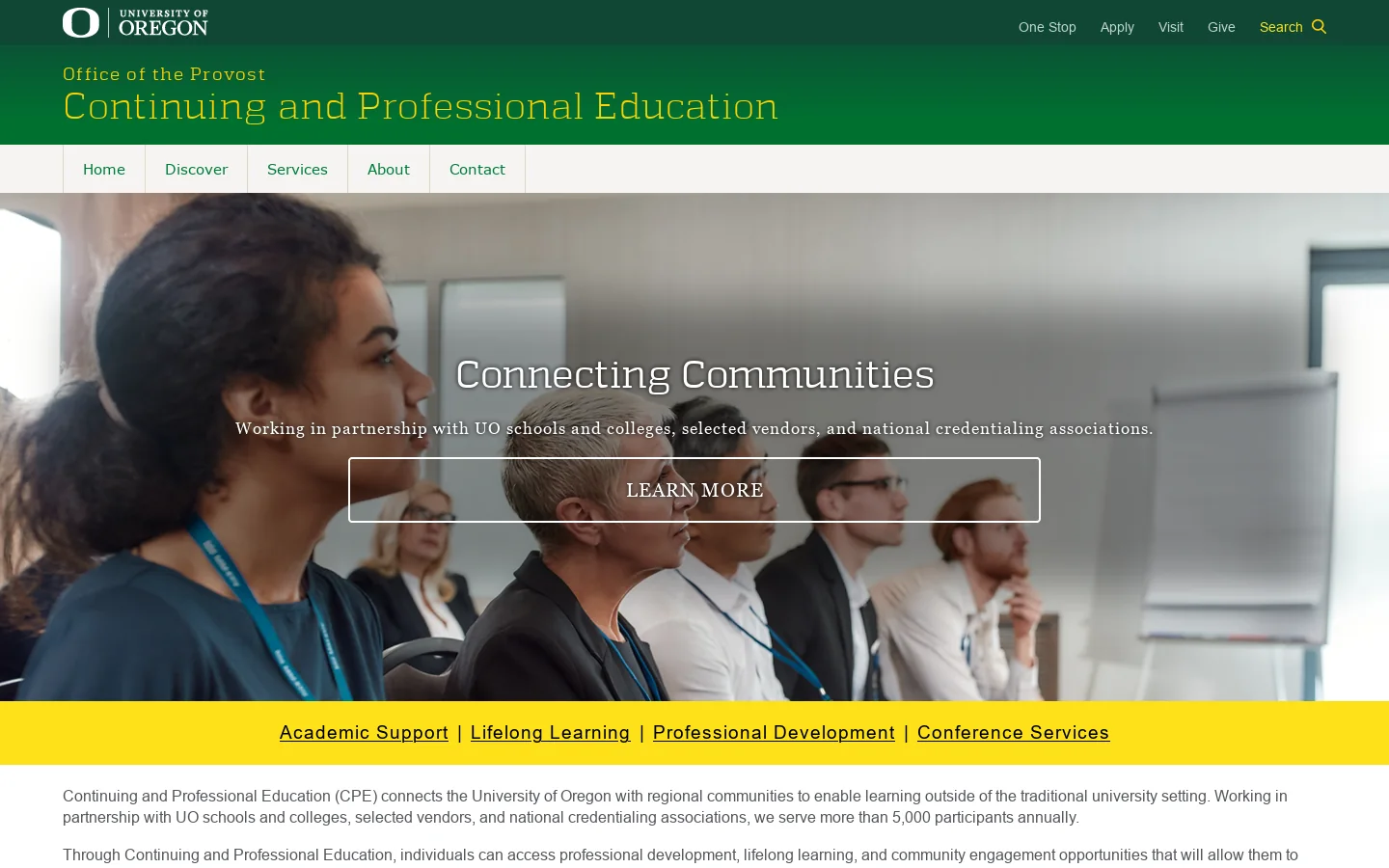 Legacy Programs - UO Continuing and Professional Education Homepage screenshot